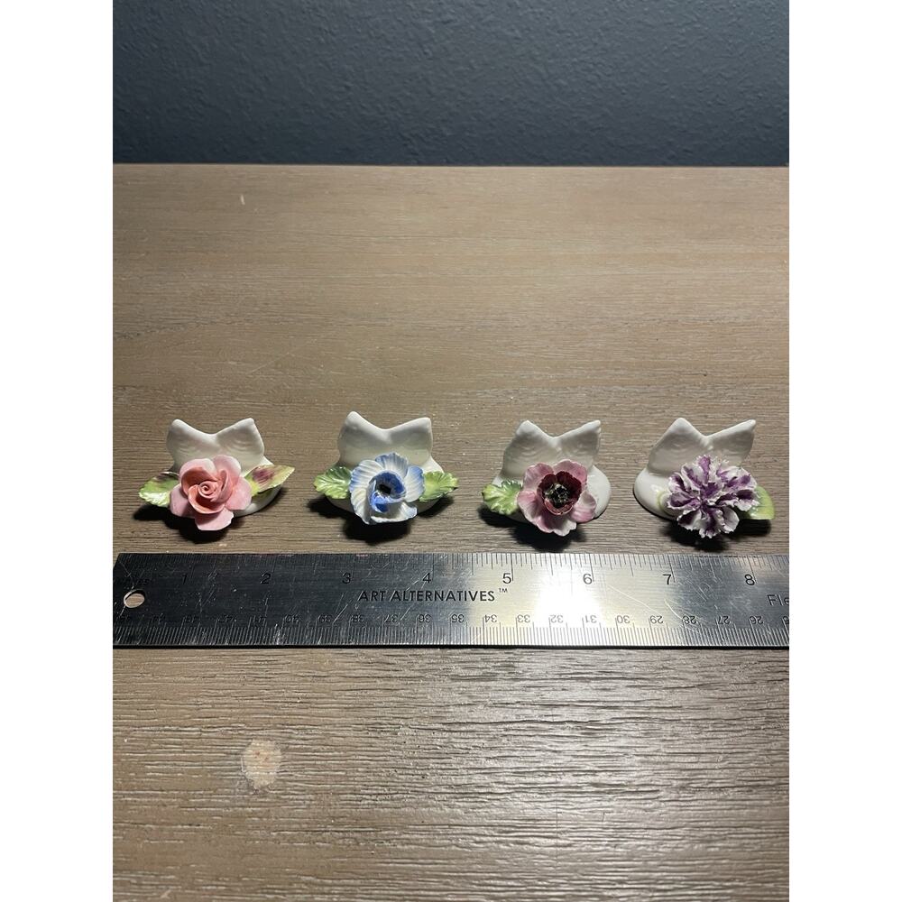 Vintage Coalport Bone China Floral Place Card Holders Set of 4 England